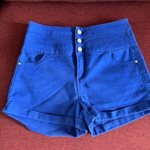 Blue High Waisted Shorts